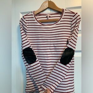 Stitch Fix Pixley Greenich Striped Knit Top with Elbow Patches